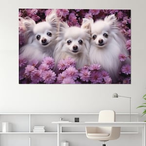 3 Cute Dogs Canvas Print, Groomer Gift, Vet Gift, Veterinary Office Decor, Framed and Ready to Hang
