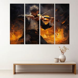 Impresión en lienzo de violinista abstracto, arte mural de violín, regalo de músico, regalo de violinista, enmarcado y listo para colgar imagen 6
