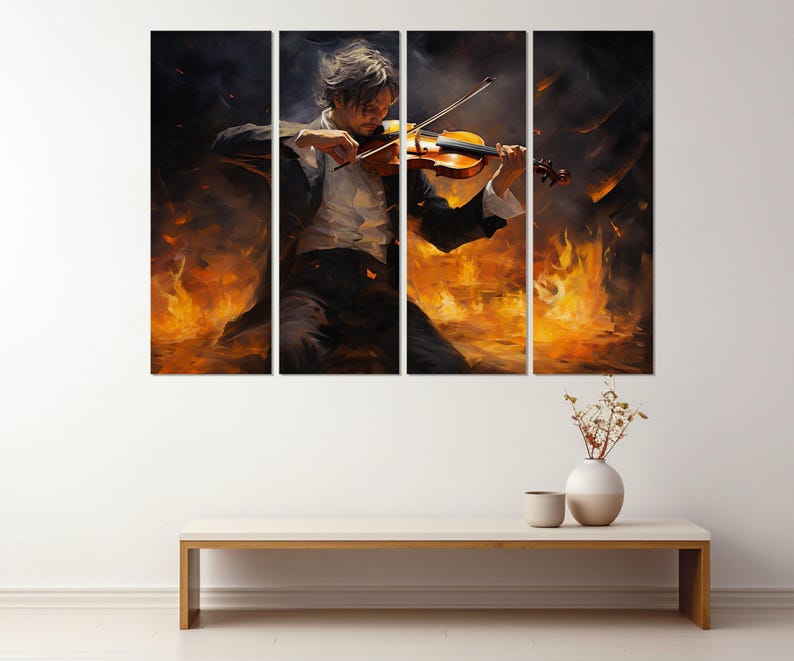 Impresión en lienzo de violinista abstracto, arte mural de violín, regalo de músico, regalo de violinista, enmarcado y listo para colgar imagen 6