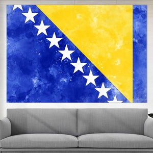 Bosnia and Herzegovina Flag Canvas Print, Bosnia and Herzegovina Wall Art, Flag of Bosnia and Herzegovina Print