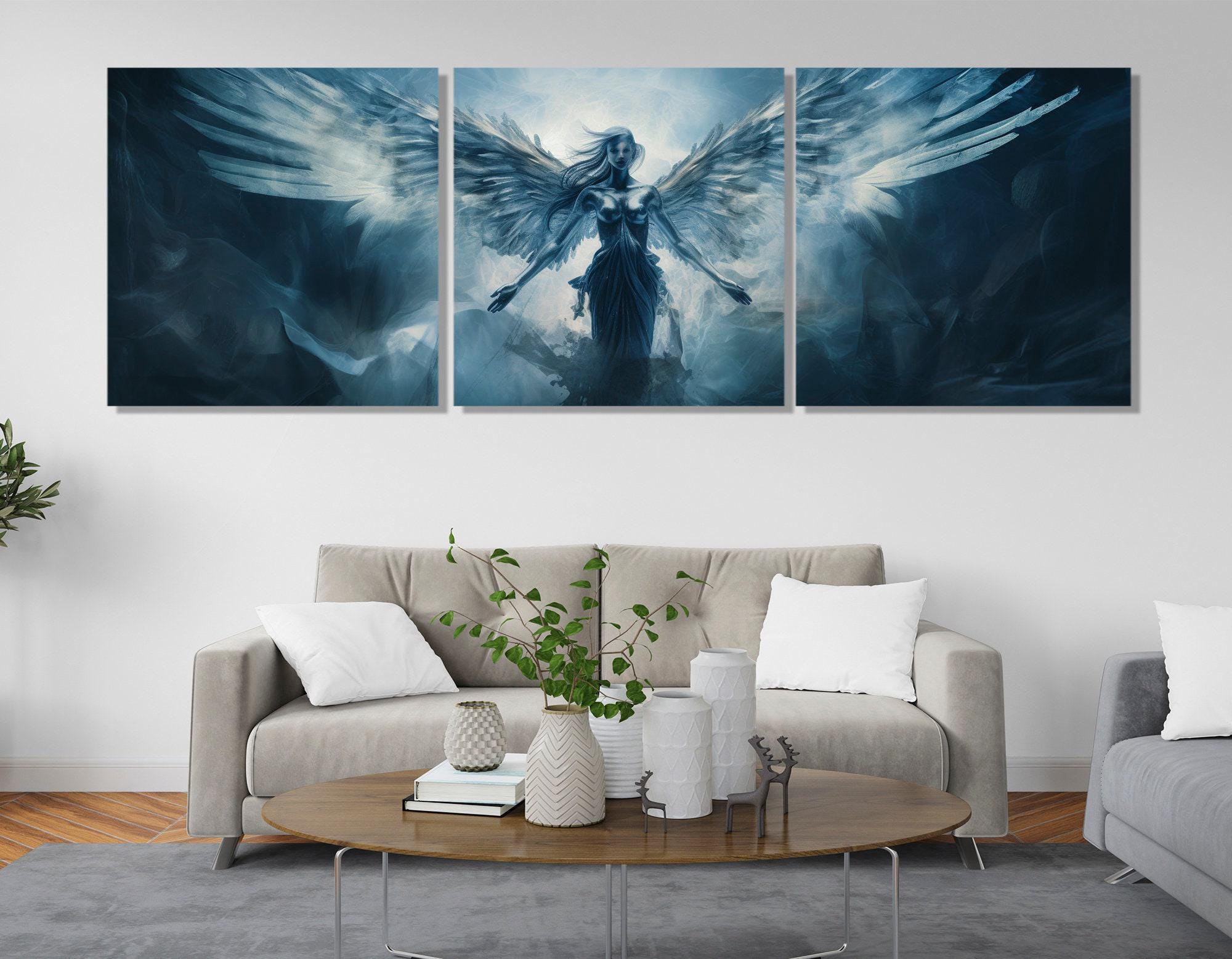 Abstract Eangels Abstract Angel Painting Canvas Print, Angel Poster, Angels Wall Art ...