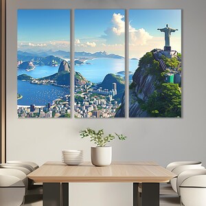 Rio De Janeiro Canvas Print, Large Rio De Janeiro Skyline, Brazil, Christ the Redeemer, Rio Wall Art, Rio Poster, Framed and Ready to Hang image 7