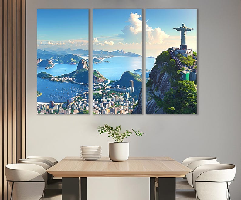 Rio De Janeiro Canvas Print, Large Rio De Janeiro Skyline, Brazil, Christ the Redeemer, Rio Wall Art, Rio Poster, Framed and Ready to Hang image 7