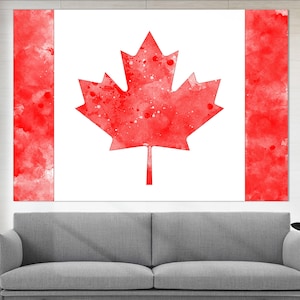Impresión en lienzo de la bandera de Canadá, arte mural de Canadá, impresión de la bandera de Canadá