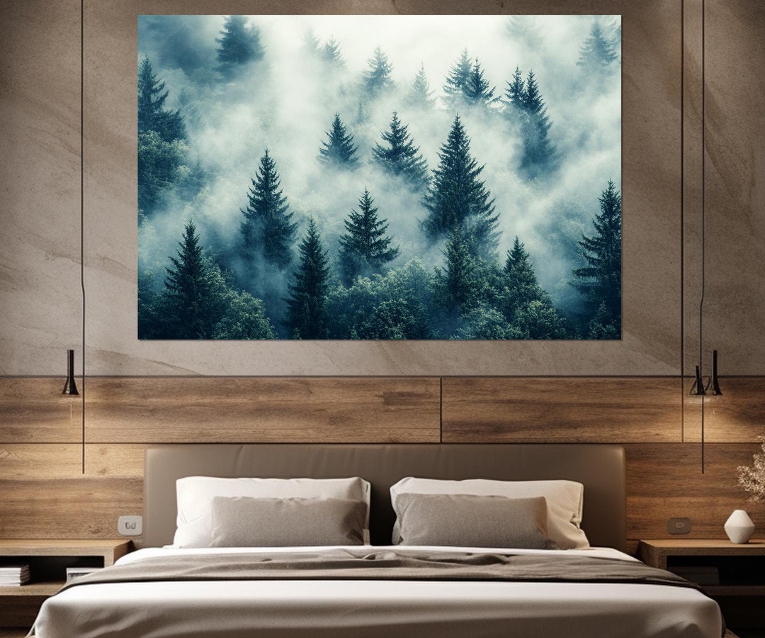 Smoky Forest Mist Wall Art Decor Canvas Printing