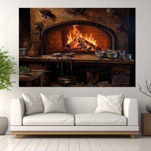 Vintage Oven Canvas Print, Bakery Wall Decor, Pizzeria Wall Decor, Baker Gift, Bakery Wall Art, Stove Painting, Framed and Ready to Hang