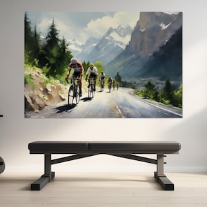 Abstrakte Malerei Leinwanddruck, Radfahren Kunst Velo, Velo Gemälde, Velours Gemälde, gerahmt und fertig zum Aufhängen