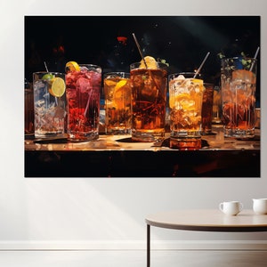 Cocktail Bar Wanddekoration, Cocktails Leinwand Druck, Barman Geschenk
