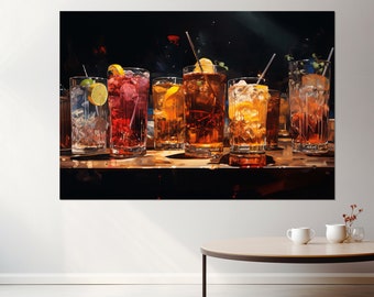 Cocktail Bar Wall Decor, Cocktails Canvas Print, Barman Gift