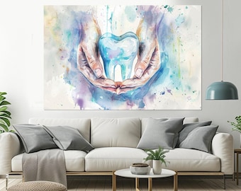 Art mural dentaire, cadeau dentiste, impression sur toile dent minimaliste, décoration de bureau de dentiste, art toile stomatologie, encadré et prêt à accrocher