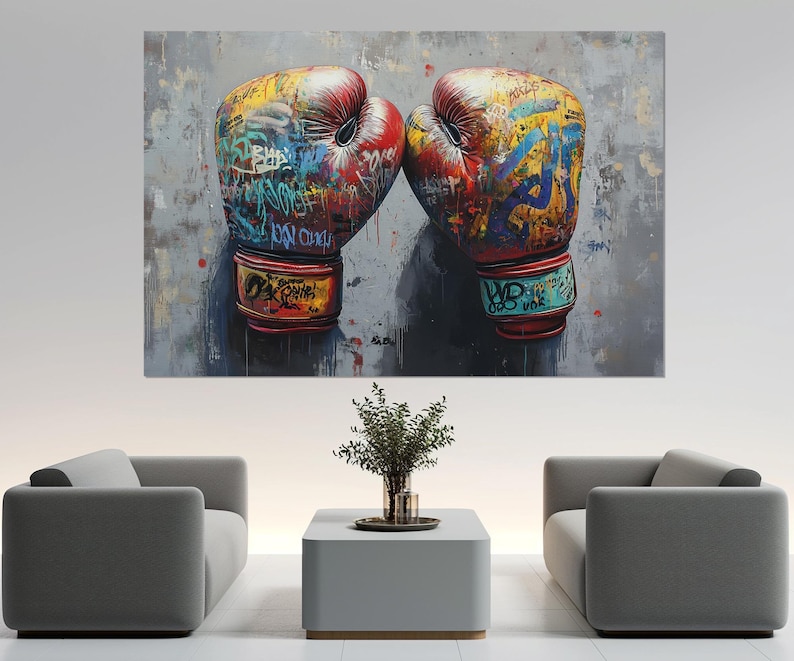 Boxing Wall Art, Abstract Boxing Gloves Painting Canvas Print, Boxing ...