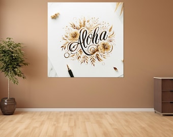 Art mural Aloha, impression sur toile signe Aloha, art mural hawaïen, encadré et prêt à accrocher