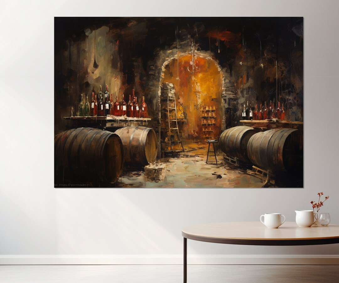 Vintage Wine Wall Art, Wine Cellar Painting, Wine Vault Canvas PRINT ...