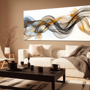 Abstract Black and Gold Fluid Canvas Print, Large Contemporary Painting, Contemporary Wall Art, Marble Canvas Print, Framed & Ready to Hang