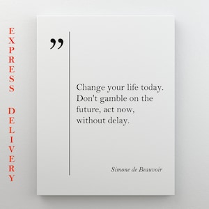 Simone De Beauvoir Quote Canvas Print, Inspiring Friend Gift