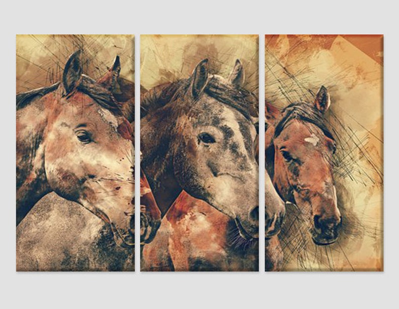 Abstract Horses Canvas Art Horse Wall Art Horse Drawing Horse - Etsy