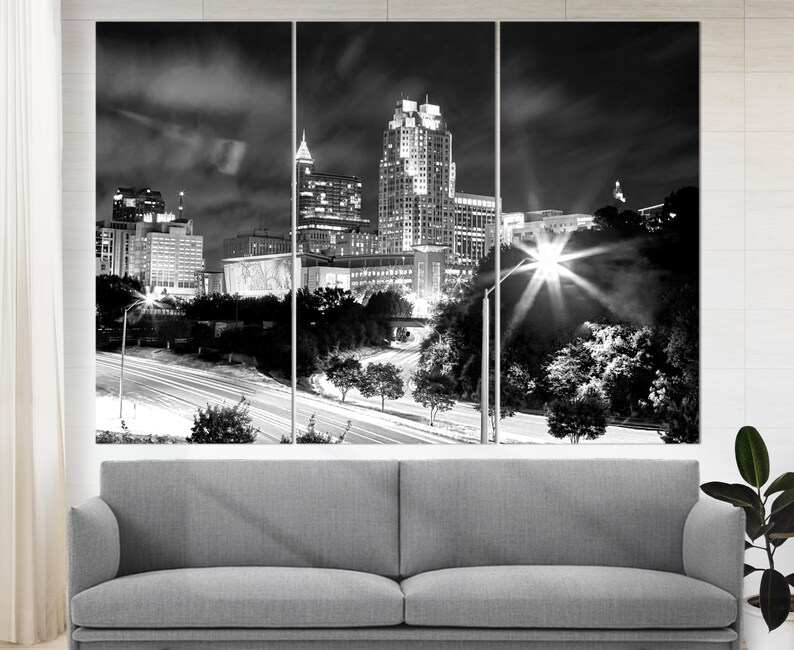 Raleigh Wall Art Raleigh Canvas Print Raleigh Skyline North Etsy