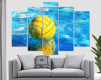 Water Polo Ball Watercolor Canvas Print, Water Polo Wall Art, Water Polo Fan Gift, Water Polo Player Gift, Water Polo Painting