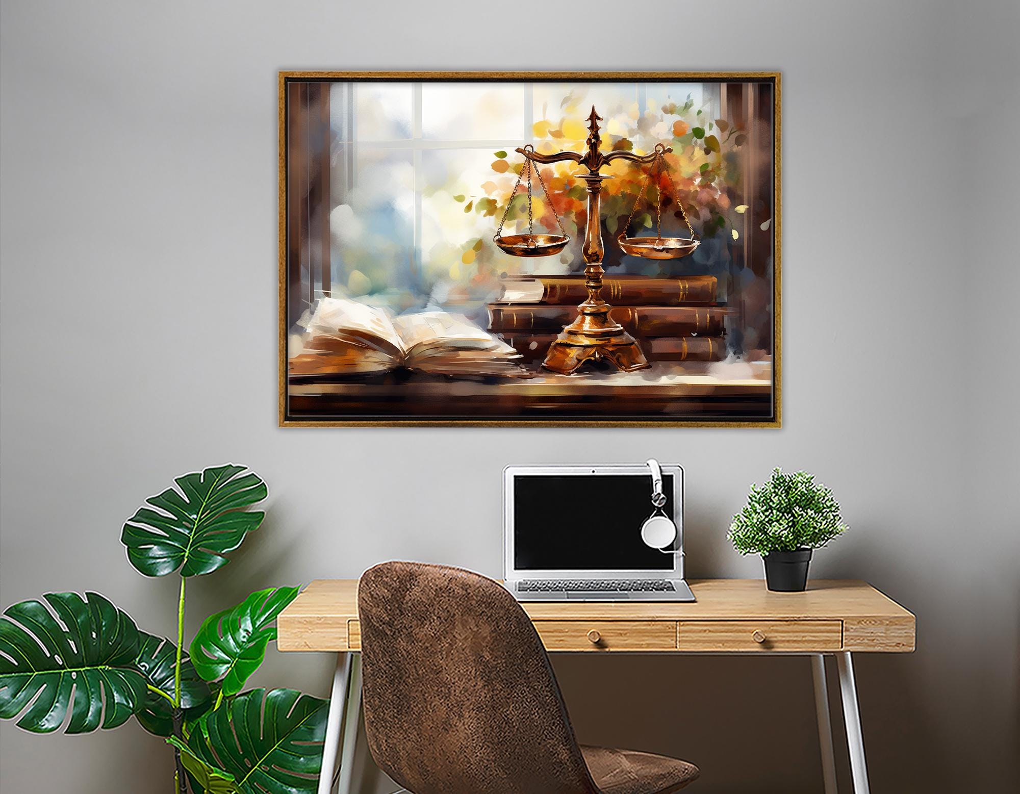 Vintage Style Law Scales Painting Canvas Print, Lawyer Gift, Justice ...