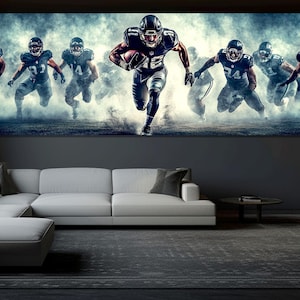 American Football Painting Canvas Print, Abstract Football Wall Art, Football Fan Gift, Football Poster, Framed and Ready to Hang