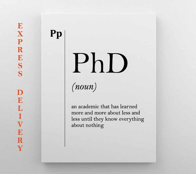 PhD Definition Canvas Print PhD Gift For Teacher Philosophy Etsy