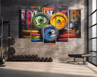 Gym Wall Decor, Workout Canvas Art, Fitness Industrial Style Painting,  Weightlifting Canvas, Workout Wall Art, Framed and Ready to Hang