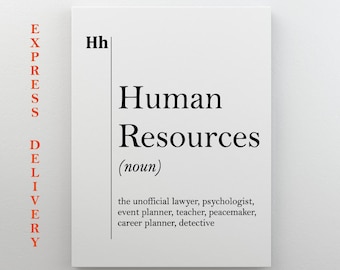 Human Resources Canvas Art HR Gift Human Resources Print HR Office Decor Recruiter Coworker New Job Gift Human Resources Wall Art Definition