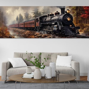 Große Dampflokomotive Zug Leinwanddruck, gerahmt und fertig zum Aufhängen