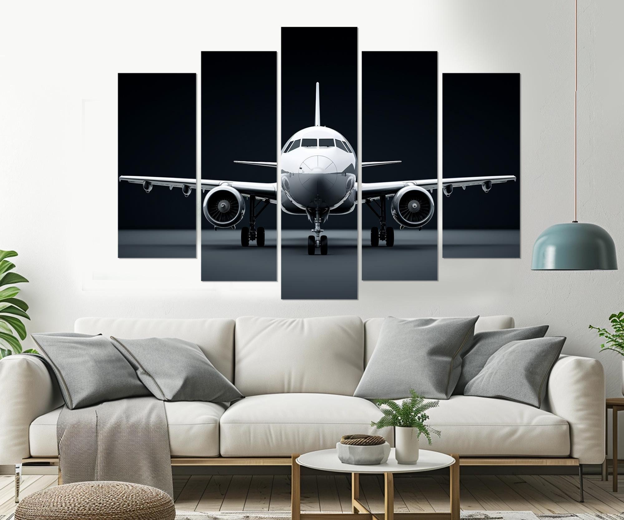 大型飛行機キャンバスアート、航空機キャンバスプリント、パイロット