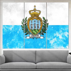 San Marino Canvas Print, San Marino Wall Art, Flag of San Marino