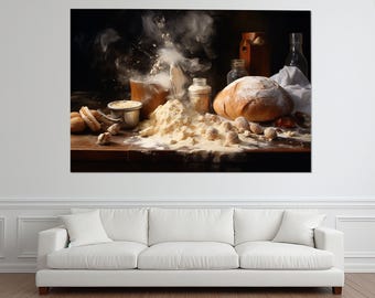 Bakery Wall Decor, Baker Gift, Bread Wall Art, Kitchen Wall Decor, Bread Canvas Print, Framed and Ready to Hang