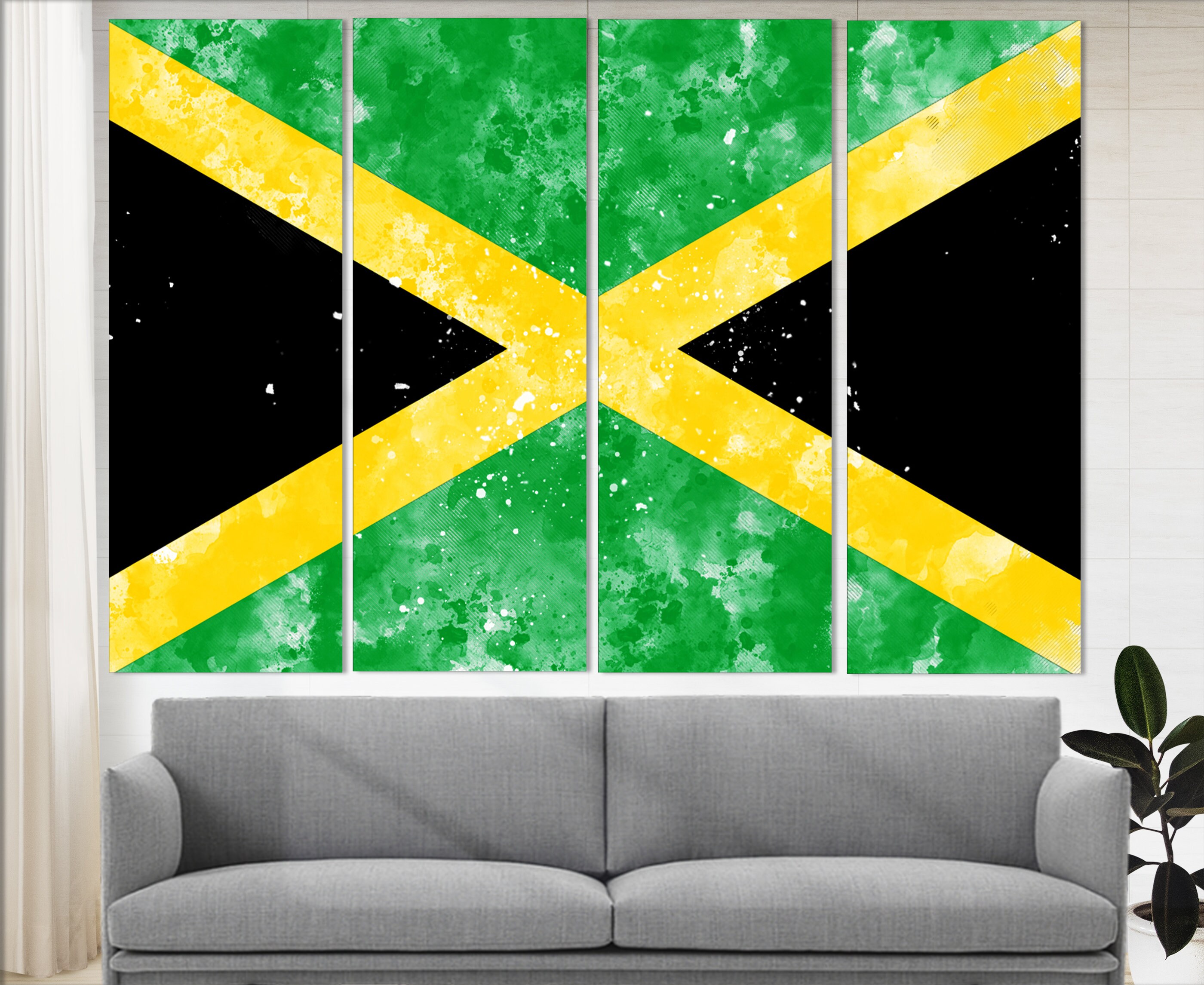 Jamaica Flag Canvas Print Jamaica Wall Art Flag of Jamaica Etsy