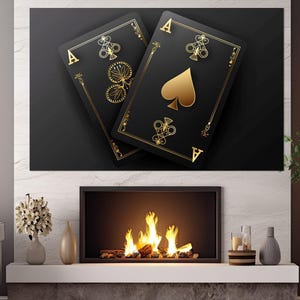 Pocket Aces Abstract Canvas Print, Poker Wall Art, Poker Player Gift, Poker Room Decor, Casino Wall Decor, Framed and Ready to Hang