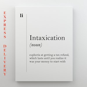 Intaxication Definition, Accountant Gift, Office Decor, Coworker Gift, New Job Gift, Tax Wall Art