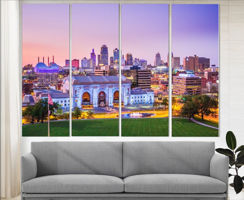 Kansas City Skyline Kansas City Canvas Art Missouri Canvas Etsy