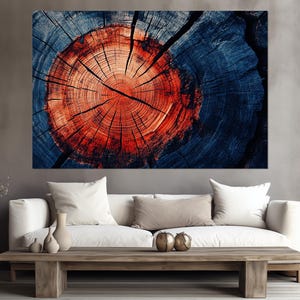 Vibrant Tree Rings Canvas PRINT, Abstract Wood Painting, Colorful Wood Texture in Interior, Wood Wall Art, Framed and Ready to Hang