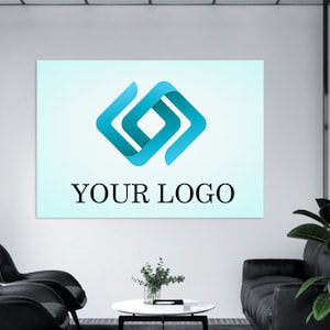 Aangepast bedrijfsbord op canvas, canvasafdruk met je bedrijfslogo, gepersonaliseerde kantoormuurdecoratie, aangepast relatiegeschenk, jouw logo op canvas