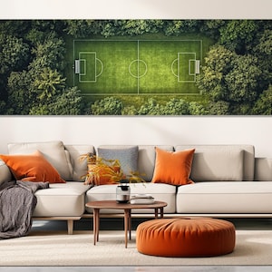Abstract Soccer Field in Deep Green Forest Canvas Print, Soccer Club Decor, Fantasy Soccer Wall Art, Soccer Gifts, Framed and Ready to Hang