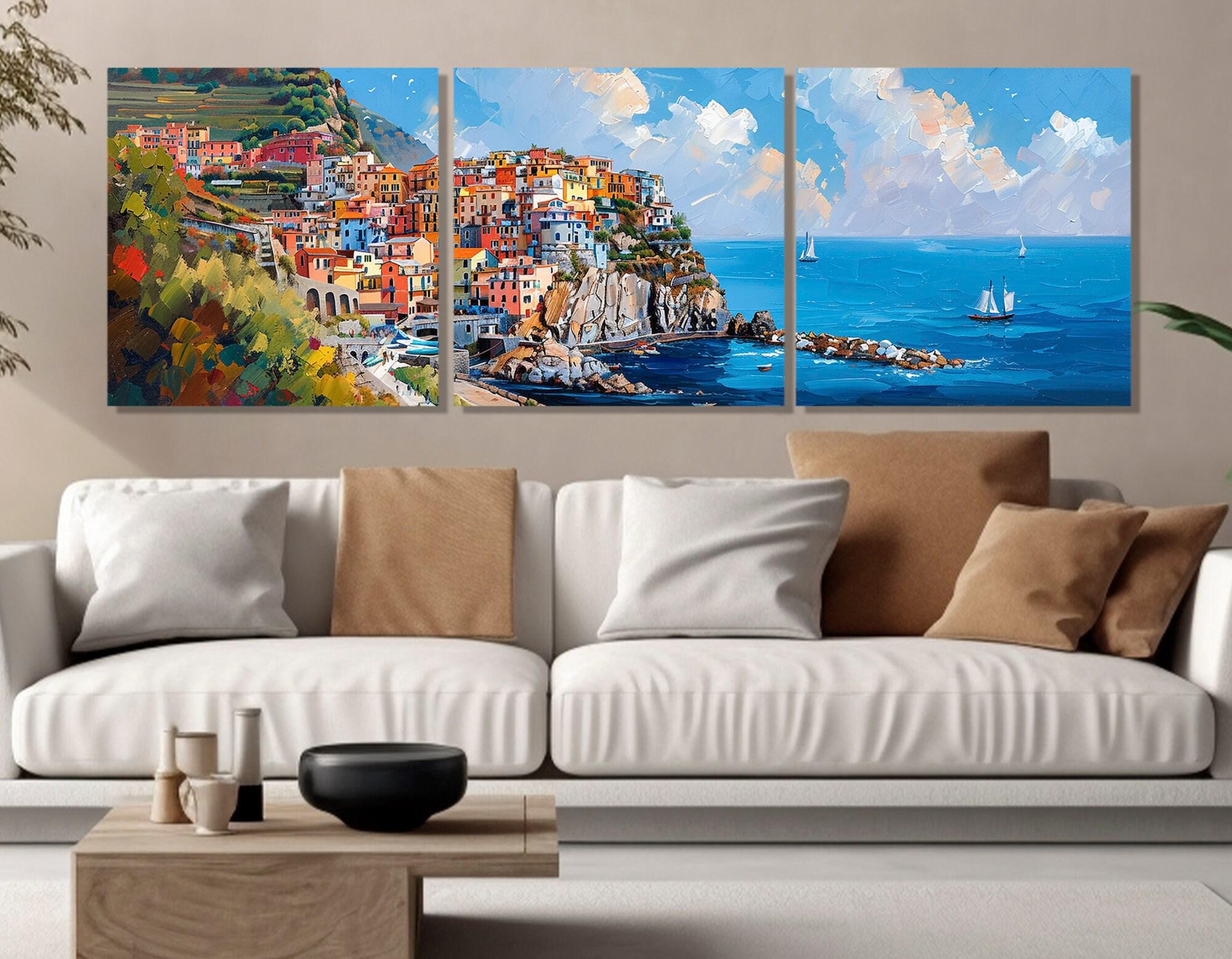 Cinque Terre Painting Canvas Print, Manarola, Italy Wall Art, Manarola ...