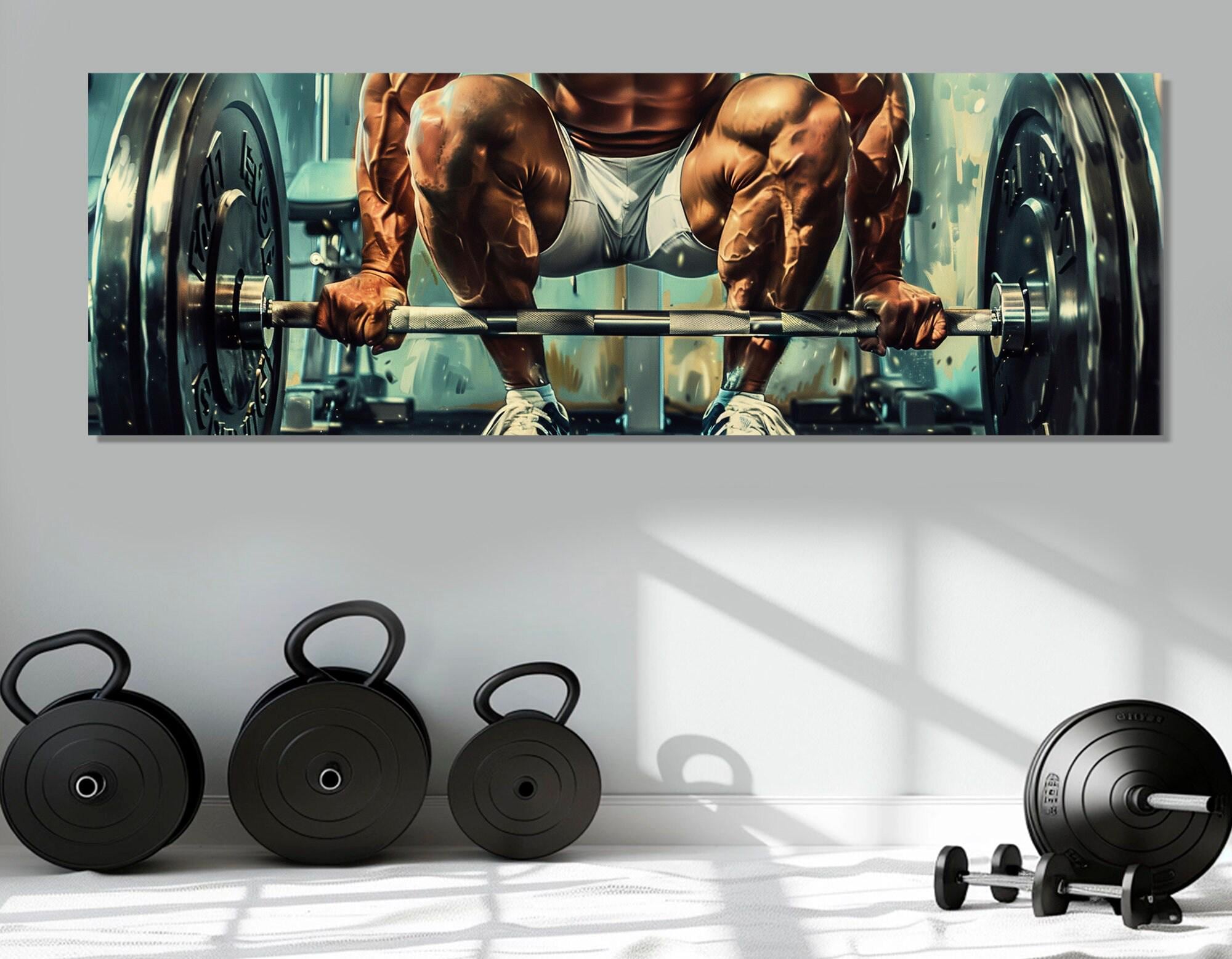 Quadri Modulari 5 Pezzi Su Tela - Manubri Palestra Fitness - Stampe Moderne Per Arredo Soggiorno - Decorazioni Da Parete Senza Cornice - 4