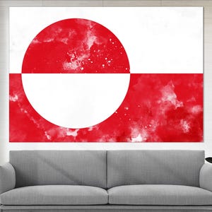 Greenland Flag Canvas Print, Greenland Wall Art, Flag of Greenland Print