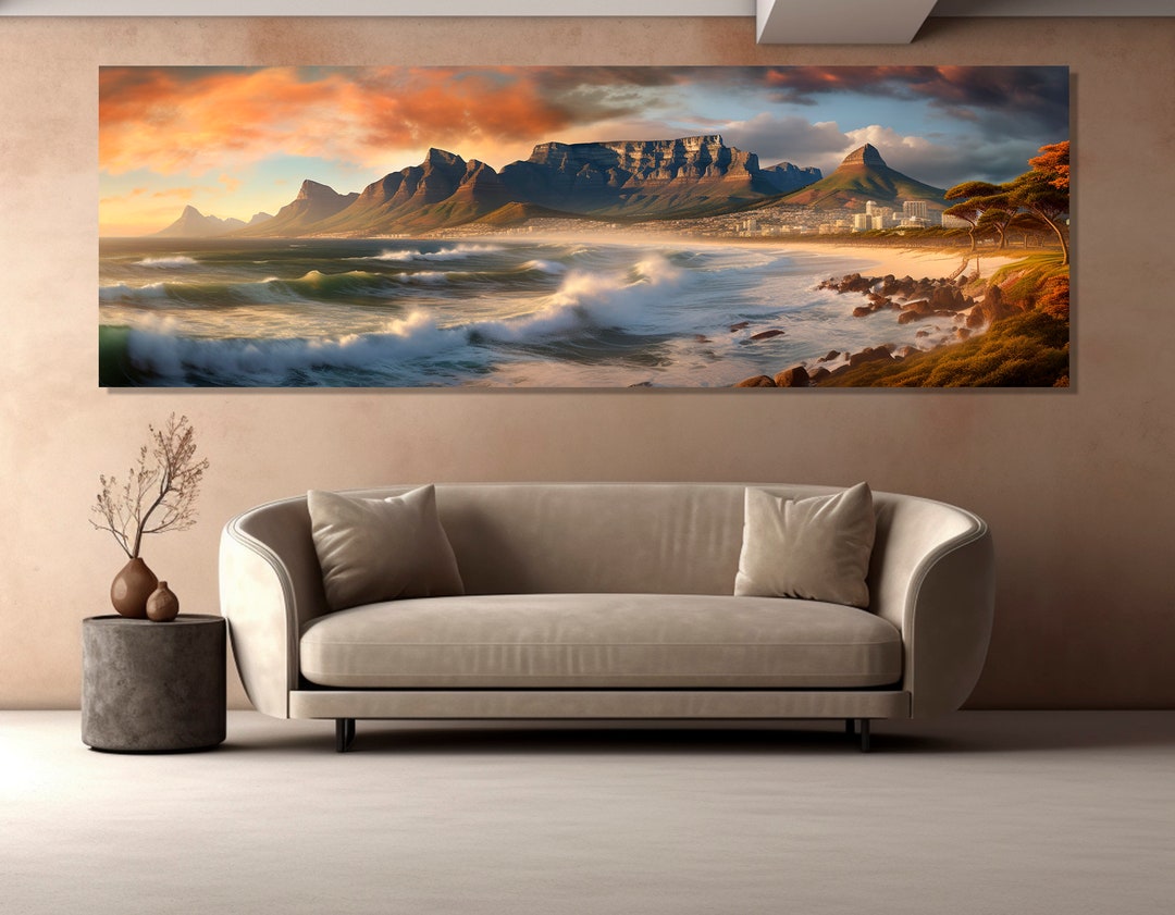 Scenic Cape Town Panorama, Cape Town Canvas Print, Cape Town Painting