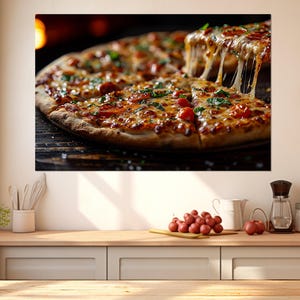 Pizza Canvas Print, Italian Food Poster, Pizza Restaurant Decor, Pizza Lover Gift, Kitchen Wall Art, Pizzeria Decor, Framed & Ready to Hang
