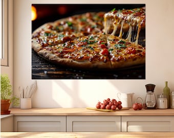 Pizza Canvas Print, Italian Food Poster, Pizza Restaurant Decor, Pizza Lover Gift, Kitchen Wall Art, Pizzeria Decor, Framed & Ready to Hang