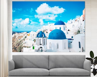 Santorini Canvas Art, Oia Village on Santorini Island in Greece Canvas Print, Greek Wall Art, Greece Print, Santorini Photo