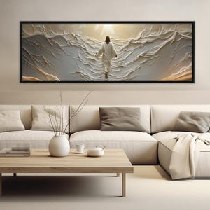 Jesus Walking on Water Soft White Tones Canvas Print, Religious Wall ...