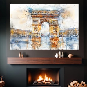 Arc de Triomphe in Paris Canvas Print, Paris Painting, France Wall Art, Abstract Arch of Victory Print, Framed & Ready to Hang