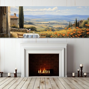 Tuscany Panorama Painting Canvas Print, Scenic Tuscany Wall Art, Tuscany Poster, Italy Painting, Tuscany Landscape, Framed & Ready to Hang
