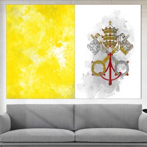 Impression sur toile drapeau du Vatican, art mural du Vatican, impression drapeau du Vatican