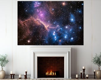 Canvasprint universum, abstracte ruimte schilderij, canvas kunst sterrenstelsel, ruimte muur kunst, abstracte ruimte, universum print, ingelijst en klaar om op te hangen
